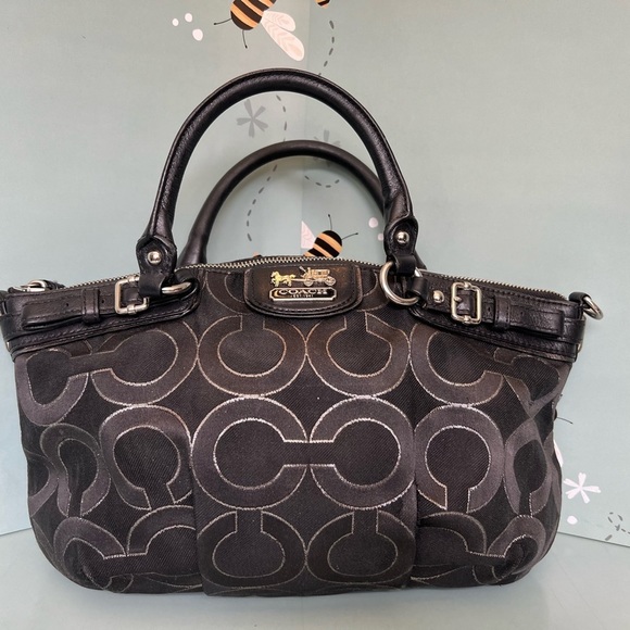 Coach Handbags - COACH Dotted Op Art Black Double Handle Purse